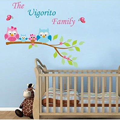 Syga 'A Happy Family Cute Owl On The Tree' Wall Sticker size 50x70 jm8295