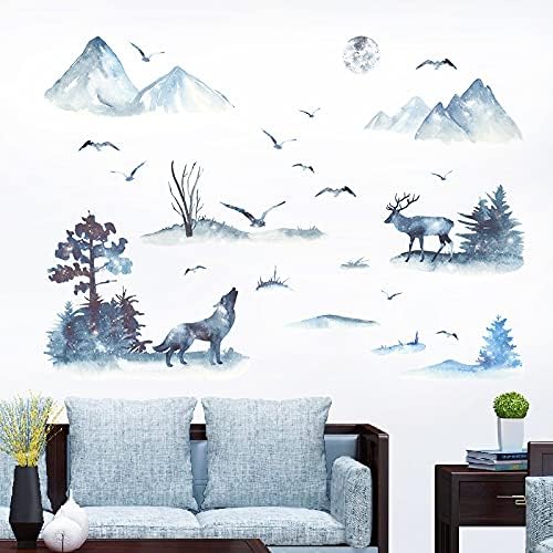 Wall Sticker Wall Decal Wall Decal Kids Bedroom Children's Room (Blue Forest size 60x90  hm92069