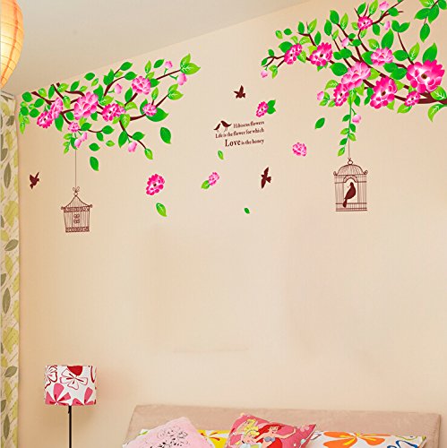 Asmi Collection Wall Stickers Wall Decals Summer Tree Cage Flowers AY1916A