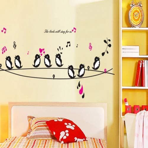 Good Life The Bird Will Sing for Us Birds Sing on A Line Music Wall Decor Decal Sticker Black wall sticker size 50x70 ay7019