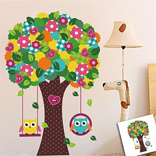 Lovely Owlets Swinging Tree Wall Sticker Zy1015