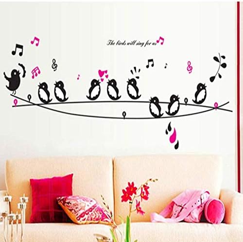 Good Life The Bird Will Sing for Us Birds Sing on A Line Music Wall Decor Decal Sticker Black wall sticker size 50x70 ay7019