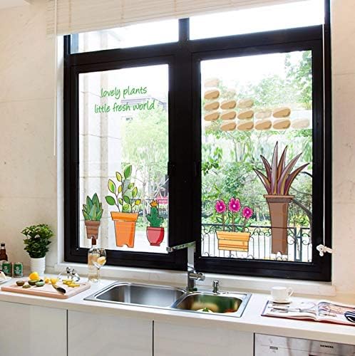 Potted Plants Wall Sticker Cupboard Glass Window Wall Stickers Sk7017