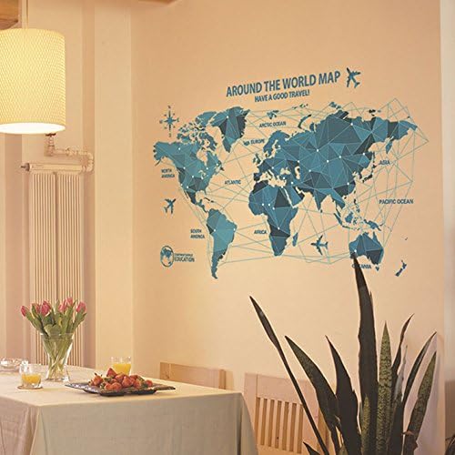 Kay Lara Wall Sticker World Map Stylish Wallpaper Sticker Removable DIY Wallpaper Sticker size 60x90  xh0960c