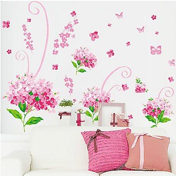 Ay957 Para Sakura Flower Removable Vinyl Wall Sticker Beautiful High Quality Flower Art Decor for Girls Room DIY