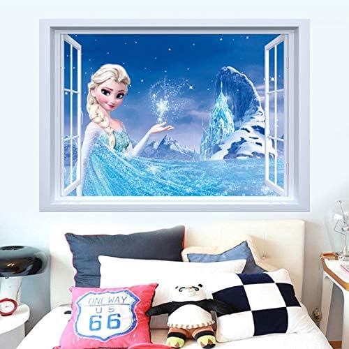 NC5070 3 Frozen Elsa 3D Window View Decal Wall Sticker