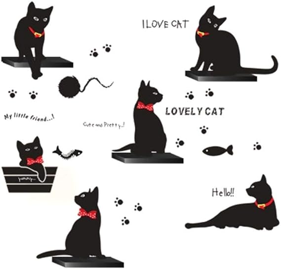 Ld843 1 X Removable Black Cat Family Wall Sticker Room Bcakground Decor Decal.