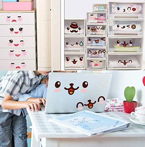 Cartoon Cute Smiley Face Expression Wall Sticker Mural PVC Removable Laptop Refrigerator Decals Waterproof