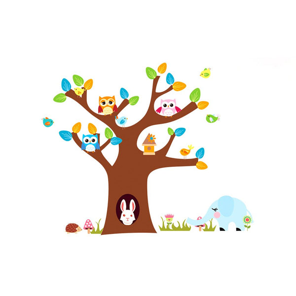 Cartoon Cute Animals Forest Owl Tree Wall Stickers ZY1022