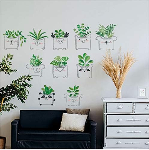 Verde maceta planta pared pegatinas hogar salón salón dormitorio calcomanías armario ventana puerta pegamento decoración size 50x70 sk8018