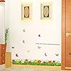 BEST OF BEST Wild Flowers Butterfly Wall Sticker Home Decal Removable PVC Murals Wallpaper Girls Boys Kids Baby Nursery Bedroom Living Room Bathroom Kitchen Window Playroom Decor