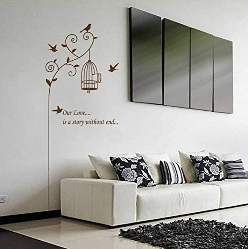 Jm8316 Tree hanging bird cage wall sticker, suitable for living room background bedroom decoration wallpaper