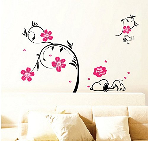 Oren Empower Pink Creative Decorative Plant PVC Vinyl Medium Wall Sticker DM570054