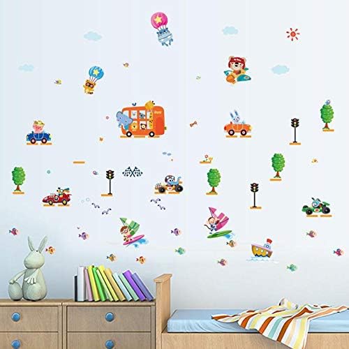 Creative Cartoon Car Wallpaper Kids Room Kindergarten Background Decorative Wall Stickers