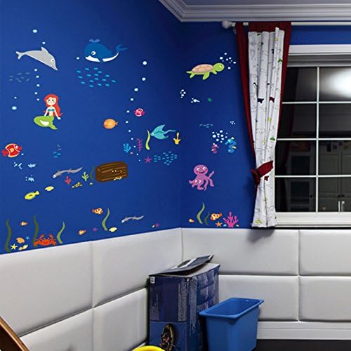 Cartoon Sea Animals Treasure Wall Stickers Removable Home Decor Wall Decals PVC Art Mural Baby Boys Girls Kids Bedroom Kitchen Decoration Poster size 60x90 df5077