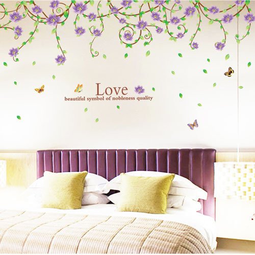 Wall sticker 60x90 Bunga Rumbai Ungu AY9150B