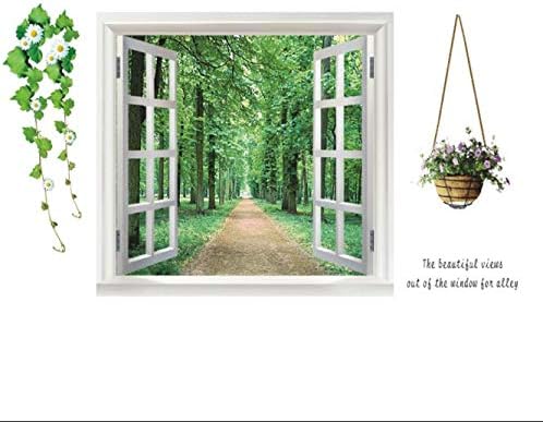 False Window Scenery 3d Wall Sticker Home Decor Green Forest Wall Decal For Living Room Wallpaper
