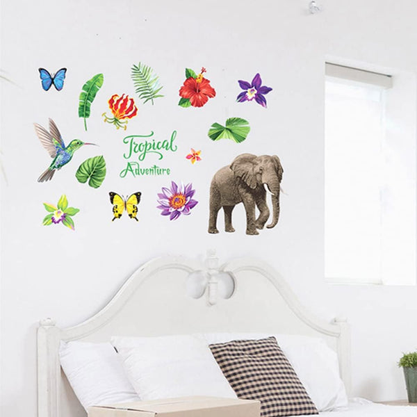 Tropical Rain Forest Wall Floor Stickers for Home Bedroom Backdrop Business Decoration Flower Wall Stickers Stitch Wall Decal SK7171  size 50x70