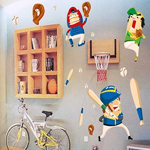 Jm8327 DIY Removable Cute Cartoon Baseball Game Art Mural Vinyl Waterproof Wall Stickers Kids Room Decor Nursery Decal Sticker