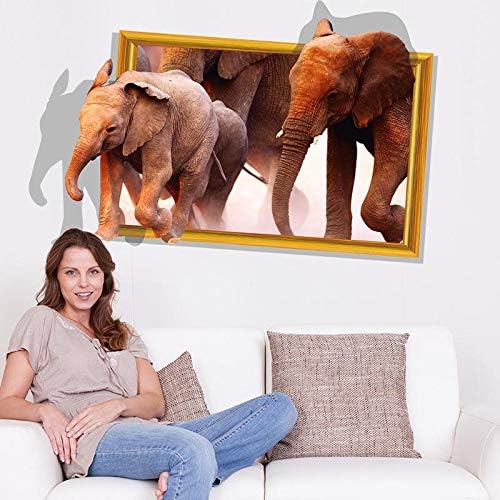 Removable 3D Background Elephant And Baby Elephant Living Room Bedroom Decorative Wall Stickers