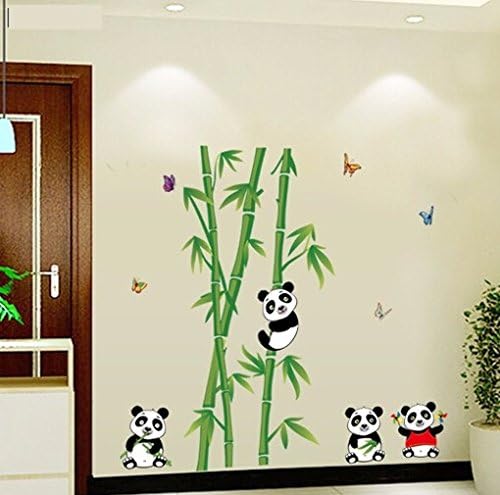 Ay9215 Oren Empower Playing Panda PVC Vinyl Large Wall Sticker for Kid's Room (Green, WxH-115 cm x 118 cm)