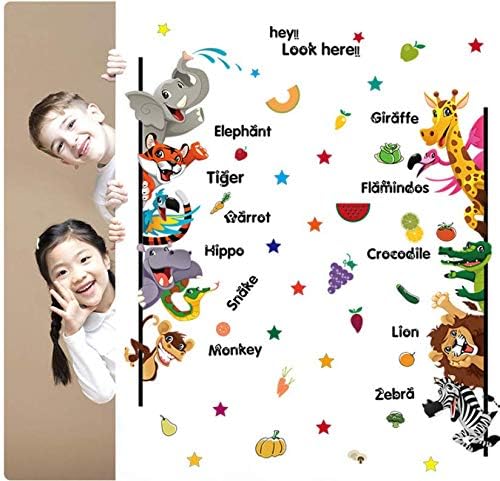 Cartoon Animal English Children's Door Kindergarten Decoration Fun Wall Stickers Sk7042