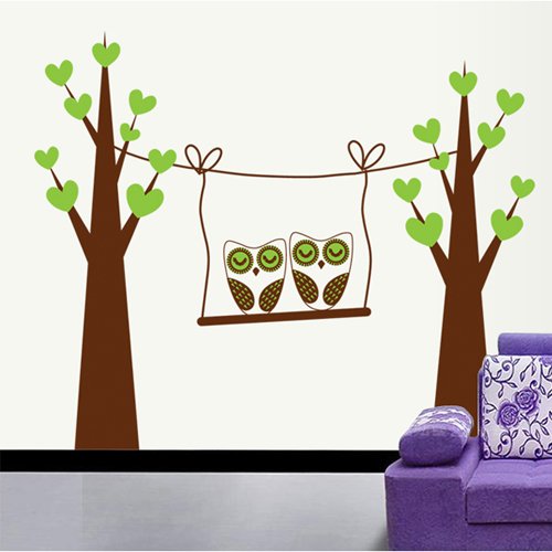 Wall Stickers Swinging owl Tree AY9018