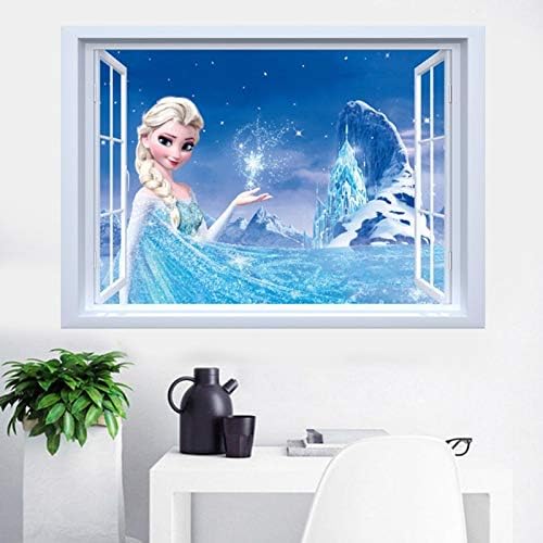 NC5070 3 Frozen Elsa 3D Window View Decal Wall Sticker