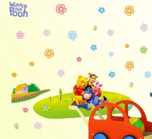Winnie the Pooh and Friends Hug Together Friendly Art Wall Stickers Removable for House Home Nursery Kids Baby Boys Girls Room Wall Stick Decor size 60x90 dlx126l