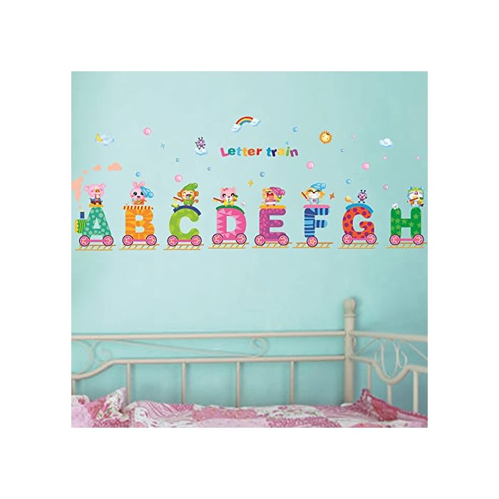 Xh0168 Paredes Removable English Letters Train Wall Stickers Alphabet Decals Diy Home Decor For Kids Rooms Decoration