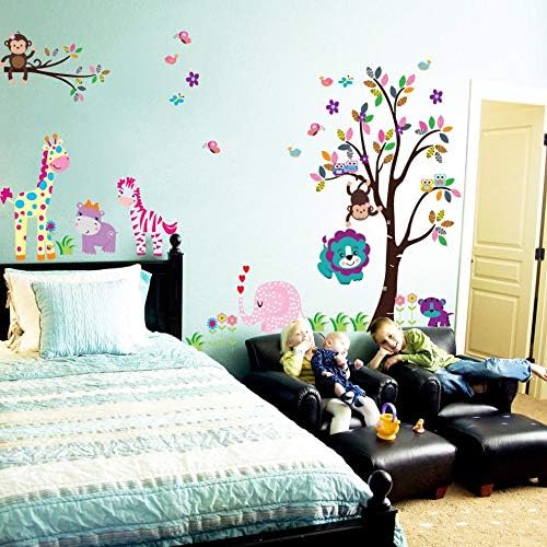Cartoon Animals Large Wall Stickers For Children's Room Decoration DIY Removable Wall Paper For Kindergarten Kids' Room Home Decor  size 60x90 df5099