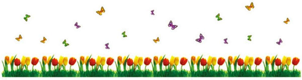 Tulip Flowers Butterflies Wall Stickers Removable Wall Decals Home Decor PVC Art Mural Baby Boys Girls Kids Bedroom Kitchen Decoration Wall Stickers Posters size 50x70 dlx501