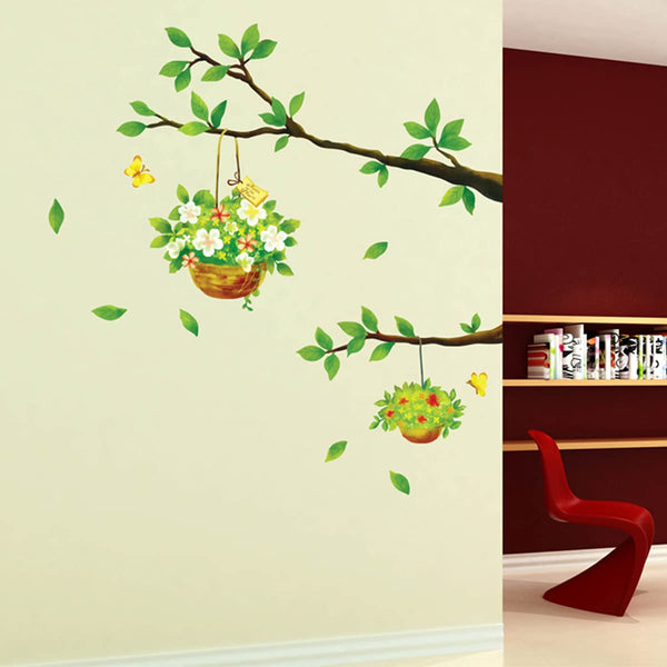 Home Centre Corsica - Green PVC Tree Detailed Wall Decal - 50x70cm, Standard