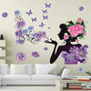 Head Flower Butterfly Rose Girl Removable Vinyl Wall Sticker Mj9011