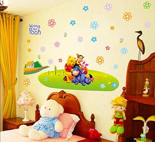 Winnie the Pooh and Friends Hug Together Friendly Art Wall Stickers Removable for House Home Nursery Kids Baby Boys Girls Room Wall Stick Decor size 60x90 dlx126l