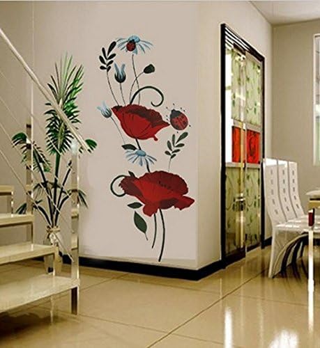 LD2035 Poppies Wall Sticker Decals Home Decoration Stylish Modern Flowers Living Room Bedroom Decoration Kitchen