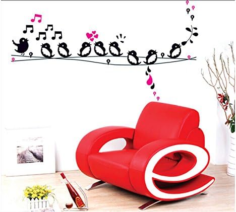 DM570024 love Birds Music Wall Sticker House Wall Sticker Removable Living Room Wallpaper Bedroom Kitchen Art Painting Sticks PVC Window Door Hanging and 3D Frog Car Sticker Gift