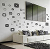 Jm8336 Wall Decal White/Black Squares Vinyl Wall Decals Stickers Peel and Stick Graphic Mural Square Boxes Kit Appliques