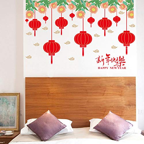 Christmas wall sticker mural SK9250 Lantern Year's Day Window Glass Sticker Door Sticker