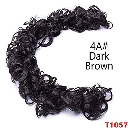 Synthetic Women Curly Bun Chignon Elastic Band Clip In Hair Extensions Black Brown High Temperature Fiber Fake Hairpiece hefrnbd6j-6