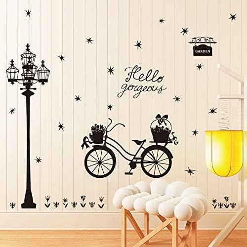 Black street lamp bicycle wall sticker Vinyl DIY Street light art wall decals For Living room study room wall decor stickers size 60x900 ay9264