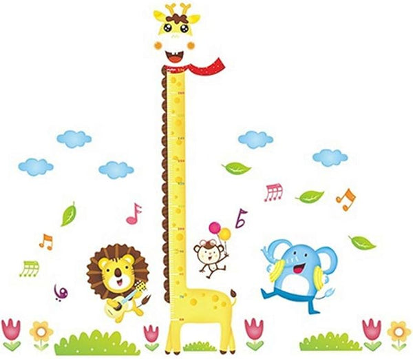 Cartoon Animals Growth Chart Wall Stickers Height Measurement Removable Wall Decals Home Decor Art Mural Baby Boys Girls Kids Bedroom Kitchen Room Decoration  size 60x90 xy1105