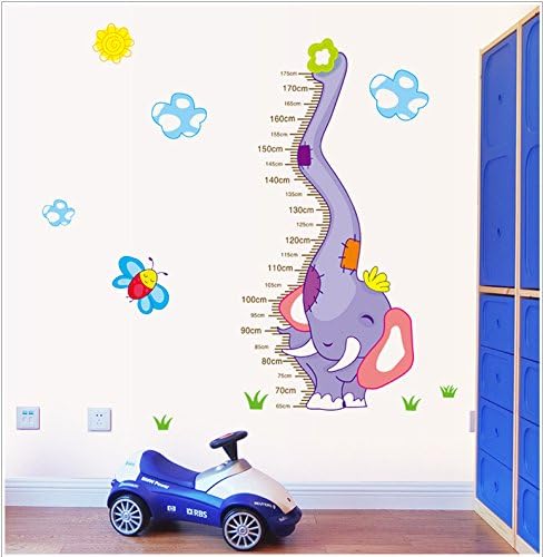 Ufingo Cartoon Elephant Height Chart Decals, Children's Room Nursery Removable Wall Stickers Murals