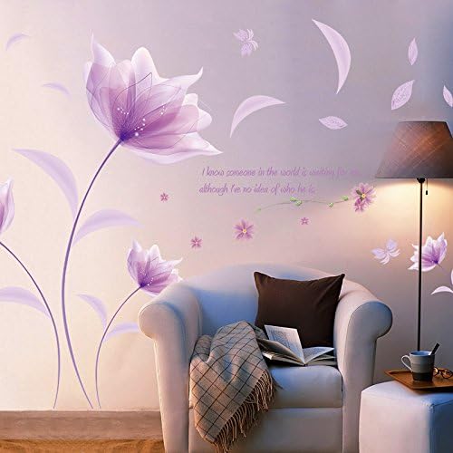 Xl 8190 The flower purple in wall stick wind romance warmth bedroom sitting room sofa TV setting adornment can remove wall sticker