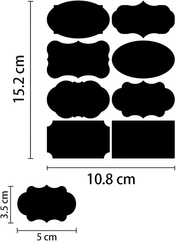 Self-Adhesive Labels, Black, Blackboard Stickers, Waterproof Labels Self-Adhesive with Erasable Chalk Marker, Labelling Stickers for Jars,  for Kitchen Spice Jars, Jams etc.