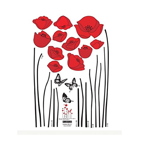 Tc976 Rote Mohnblumen-Blumen-Niederlassung Blumen Wandtattoo Aufkleber Abziehbilder Wohnkultur Stilvolle moderne Blumen Living Schlafzimmer Dekoration Küche