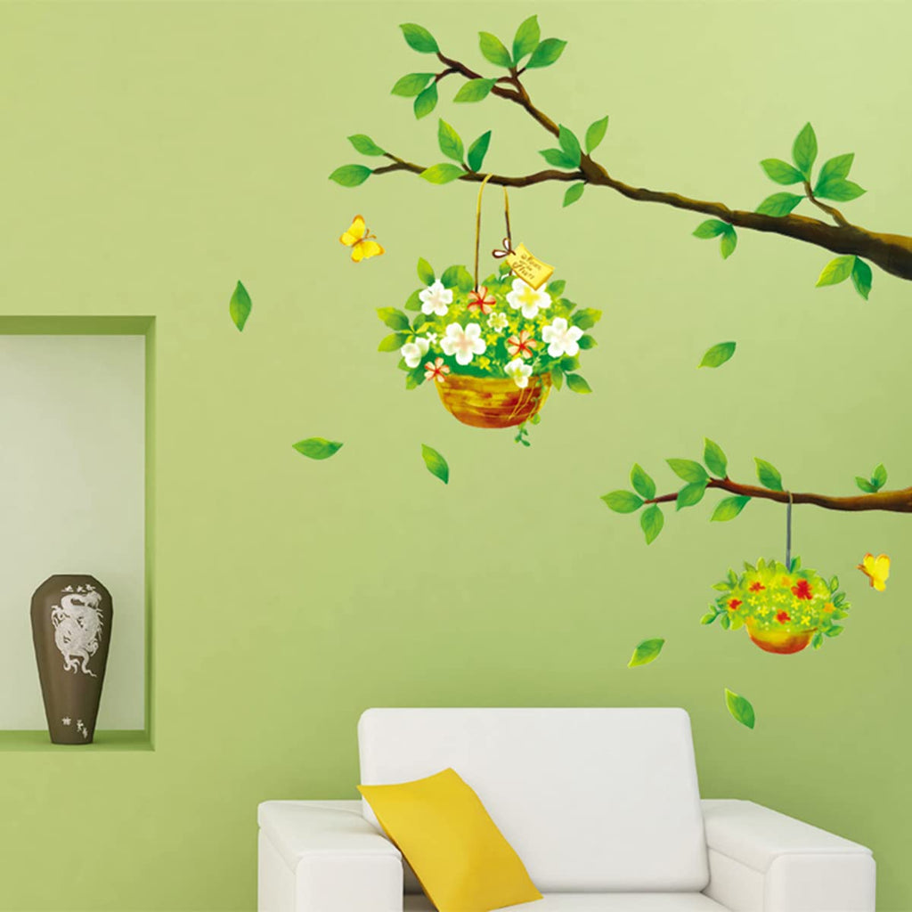 Home Centre Corsica - Green PVC Tree Detailed Wall Decal - 50x70cm, Standard