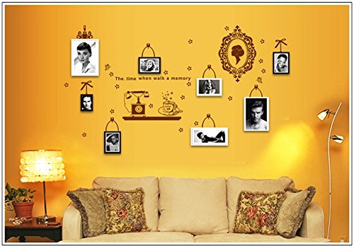 JAAMSO ROYALS Telephone set Coffee Cup Mirror Photo Frame ' Wall StickerAy6033