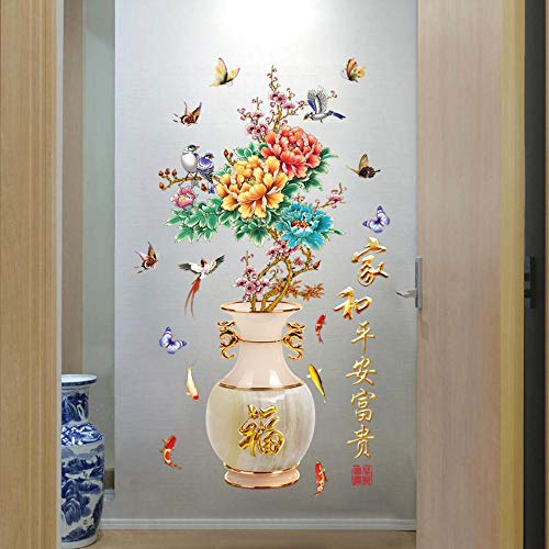 Creative 3D Chinese Style Vase Wall Stickers Living Room Porch Background Wall Decoration Painting Removable Stickers, SK2019AB