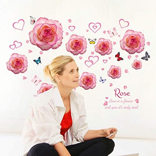 Pink Heart Rose Wall Stick Bedroom Sitting Room Ambry Self - Dip Stick Painting Background Decoration size 50x70 sk7175